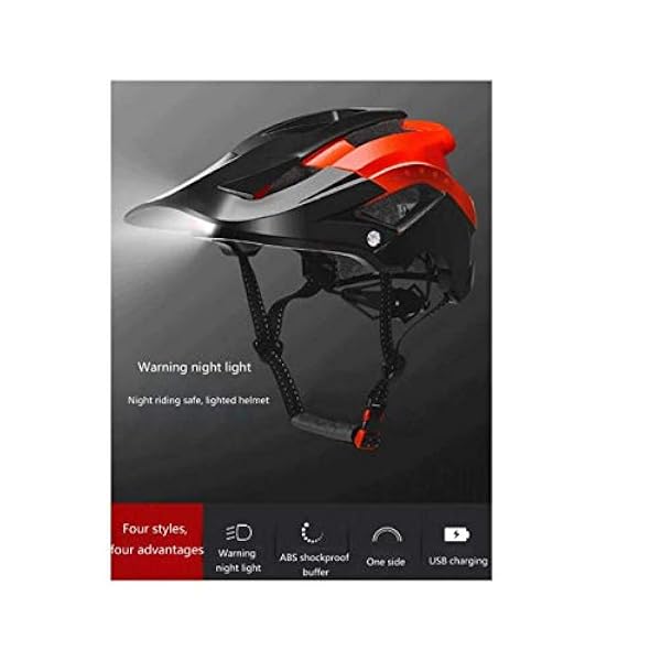 Mountain Bike, Casco de Bicicleta de montaña/Visera Desmontable/Luces Delanteras de Seguridad Luces de Casco de Bicicleta de montaña Faros Delanteros Luces de Advertencia Carga