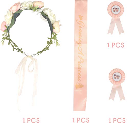 Baby Shower Decoration For Girl, Mom To Be Flower Crown, Christmas Gifts,Growing A Princess Sash, Mommy To Be Pin, Dad To Be Pin, Baby Shower Party Favors Decorations Gift,It's A Girl #TOP6