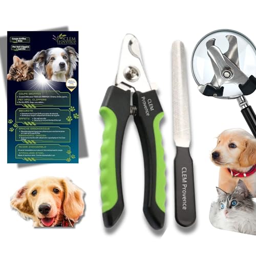 CLEM Provence - Coupe Griffes Chien & Chat - Coupe Ongle avec lime - Ciseaux Toilettage En Acier...