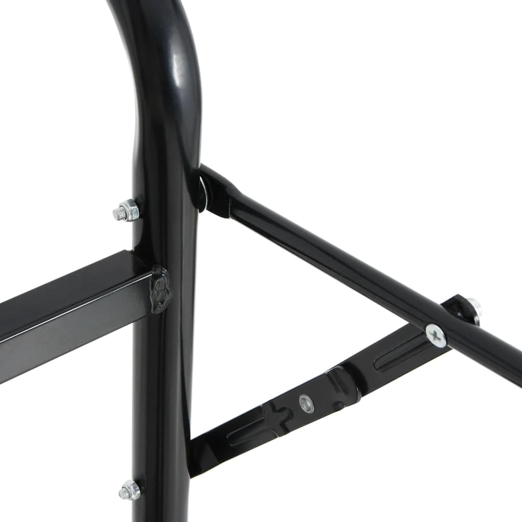 vidaXL Carrito de Silla de Montar Plegable Acero Negro, Carro de Silla de Montar, Carrito de Montura, Estante portátil sobre Ruedas, Carro de arreos