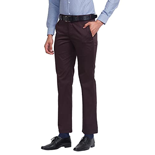 Image of Park Avenue Men's Pure Cotton Solid Pattern Super Slim Fit Flat Front Formal Chinos