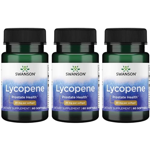 Swanson Lycopene - Natural Supplement Promoting Prostate Health, Heart Health, & Supports Blood Pressure Within The Normal Range - Mens Health Supplement - (60 Softgels) 3 Pack