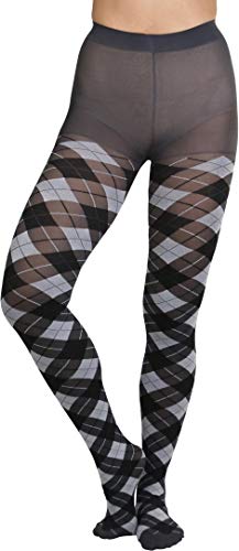 Image of ToBeInStyle Women's Argyle Checkered Diamond Rhombus Net Opaque Sheer Tights Pantyhose