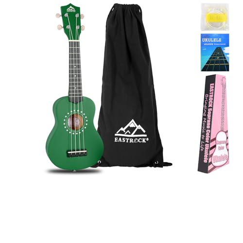 EastRock Ukulele soprano 21 pollici, ukulele kit per Bambino Principiante con borsa,string, instruction manual (verde)