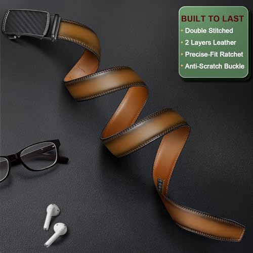 Image of Men's Belt,Bulliant Leather Adjustable Belt for Men Dress Casual 1 3 /8,Trim to Fit