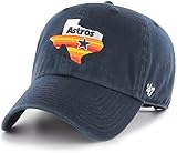 47 Brand MLB Cooperstown Primary Logo Clean Up Adjustable Baseball Cap Hat, Adult One Size Fits All - Houston Astros Navy