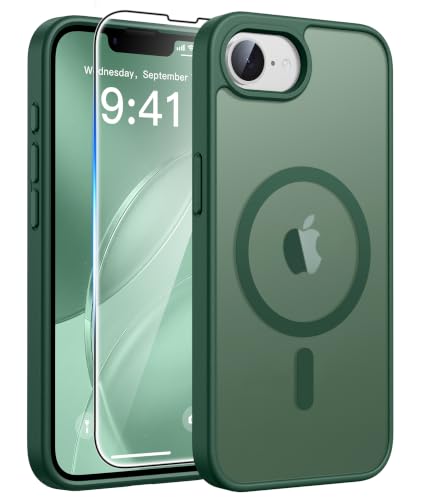 Image of FNTCASE for iPhone 17e Case Green: Translucent iPhone 16e Cases Compatible with MagSafe, Camera Protection & Tempered Glass Protector, 14FT Military Grade Drop Tested, Matte Skin-Friendly Cover