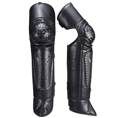 JFJL Knee Pads, 28.3 PU Leather Windproof Leg Gaiter Adjustable Strap Warm Leggings Covers Unisex Half Chaps for Motorcycle Bike Winter Ski,1 Pair
