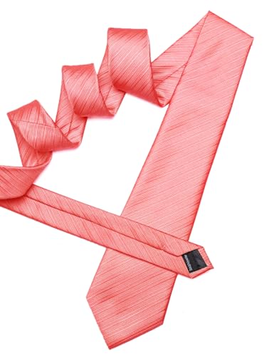 Image of Barry.Wang Solid Striped Tie for Men Silk Necktie Pocket Square Cufflinks Formal Wedding Party Business