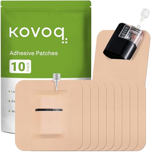 Kovoq Tandem Mobi Adhesive Sleeve, 10 Pack Waterproof Overpatch Pockets for Tandem Mobi Insulin Pump, Breathable Latex-Free and Hypoallergenic, Long Lasting for 10 More Days (Beige)