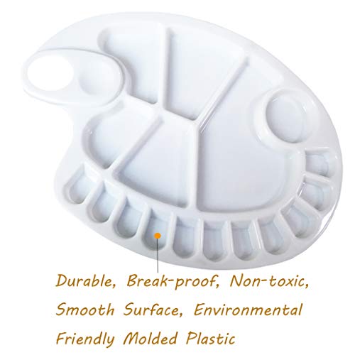 Non-Stick Paint Palette 2 PCS Artist Paint Mixing Tray Palette Oval Shaped Easy Clean Art Palette 17 Wells
