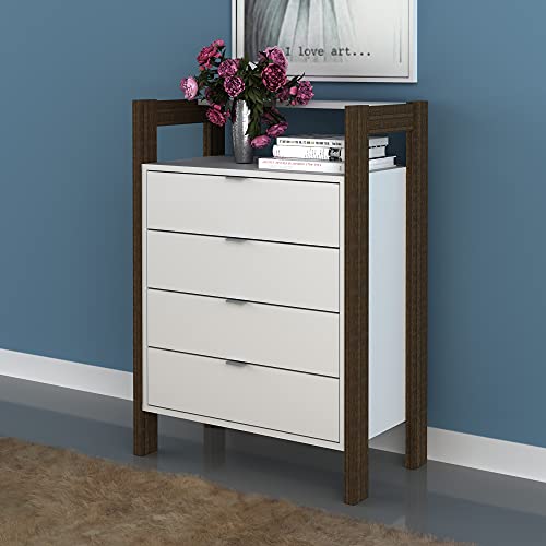 Tecno Mobili Armario 4 gav. AZ1012 Branco/Nogal