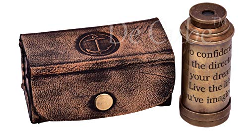 Vintage Marine Handheld Brass Telescope Nautical Captain Spyglass with Free Leather Case and Engraved Art and Quote Go Confidently in Direction of Your Dreams (Pre-Engraved) - Image 4