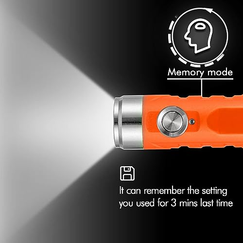 RovyVon A1 USB C Rechargeable EDC Flashlight 650 Lumens Super Bright Outdoor Mini Keychain Flashlights for Everyday Carry, Camping, Thanksgiving, Xmas Gift(Orange) - Image 5