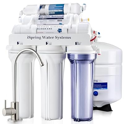 iSpring RCC7D RO/DI System, 6-Stage Reverse Osmosis De-ionization Water Filter System, 75 GPD RO/DI Water System for Aquarium and Water Softener with DI Water Filter