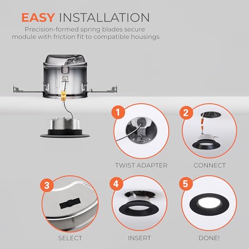 HALO LT 4 inch LED recessed Can Light Trim 5CCT dimmable 685lm Black 4PK - image 5