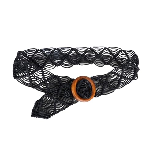 Waist Belt Hand-woven DIY Beach Dress Waistbands Accessories Style Belts Braided Women Round Wooden Button for fashion