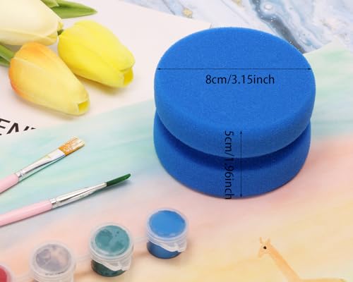 Paint Sponge Applicator PENTA ANGEL 2Pcs 3.1 Inch Double-Side Round Detail Sponge Painting Sponges for Acrylic Oil Watercolor Art Paint or Car Waxing Kitchen Cleaning (Blue) - Image 3