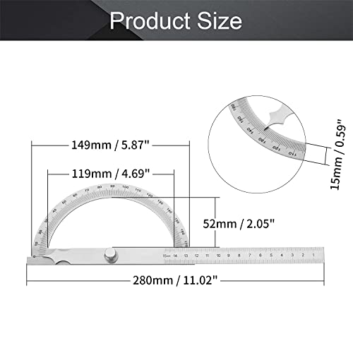 Transportador de acero inoxidable 180° con brazo ajustable 15 cm miniatura 4