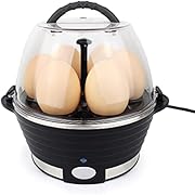 Domaier Cuiseur à Œufs Électrique, Egg Cooker Sans BPA - 1 à 6 Œufs - pour Omelettes, Œufs Vapeur, Œufs Pochés, 360W, Noir