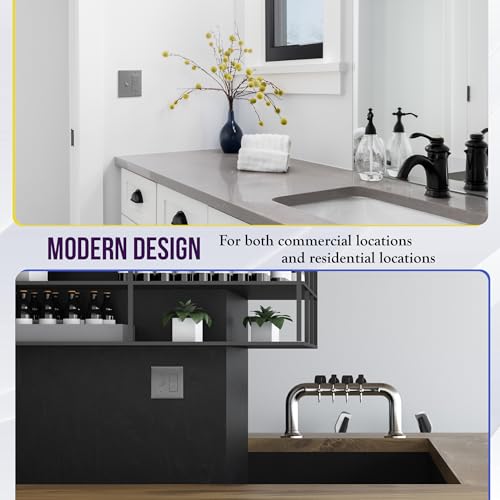 Image of ENERLITES Combination Toggle Light Switch /Decorator Light Switch Plate, Double Switch Wall Plate, Standard Size 2-Gang 4.50 inch x 4.57 inch, Polycarbonate Thermoplastic, 881131-GY, Gray