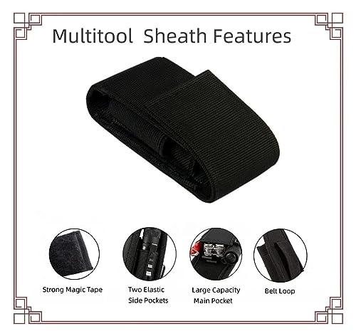Multitool Sheath for Belt, Knife Holster Sheath for Multitools, Pocket Knife Holder, Knife Pouch Belt Sheath, EDC Belt Organizer for Folding Knife,Flashlight,Mini Pen - Thumbnail 3