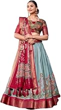 Elegant Traditional Indian Lehenga with Intricate Floral Designs, Dola Silk withJacquard Border Lehenga Set