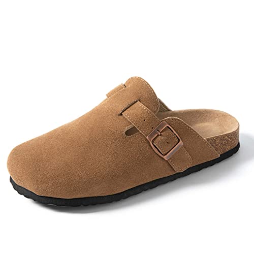 Boston Suede Clogs for Women & Men - Unisex Boston Clogs Dupes for Indoor & Outdoor - Lightweight Anti Slip Sole Slippers Cork Mules & Clogs Potato Shoes - Slip on Clogs Sandals with Arch Support - 6