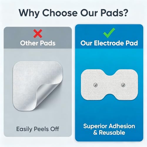Image of TENS Unit Replacement Pads 3.5mm Snap Connector, 4 inchx8 inch Dual-Lead Self-Adhesive Electrode Pads for TENS EMS Muscle Stimulator, Latex-Free Reusable Muscle Stimulation Pads, 10 Pack