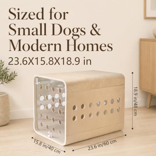 Modern Dog Crate Furniture, Medium Kennel for Indoor Use with Flip-Up Hidden Acrylic Door, Wood Pet End Side Table Cage, Ventilated Dog House for Small & Medium Breeds - Image 3