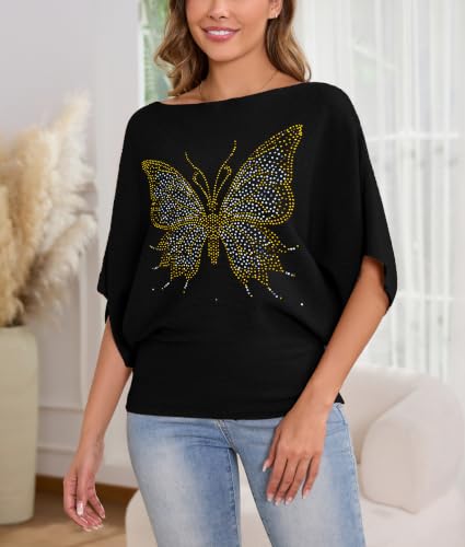 Image of MAKARTHY Womens Batwing Sleeves Knitted Dolman Pullovers Boat Neck Tops Sweatershirts