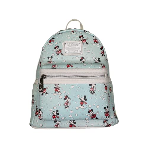 Mini sac à dos Loungefly Disney Mickey Minnie Snowball Fight bleu et compact