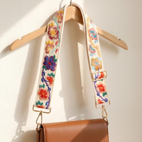 Image of Crochet Flower Purse Strap,Knit Wide Replacement Crossbody for Shoulder Strap Bag Adjustable 2inch Guitar Strap