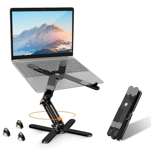 Moallia N86 360 Rotating Laptop Stand Adjustable Height & Angle Ergonomic Metal Riser for Desk Collaborative Work Fully Foldable for Easy Storage Fits All MacBook & Laptops up to 16 inches Black
