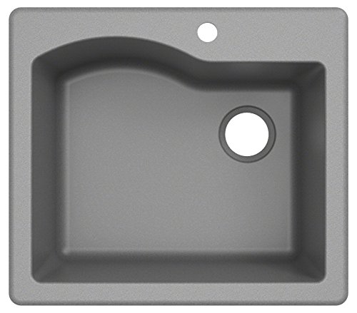 Kraus KGD-441GREY Quarza 25-inch Drop-In Single Bowl Granite Kitchen Sink, Gray