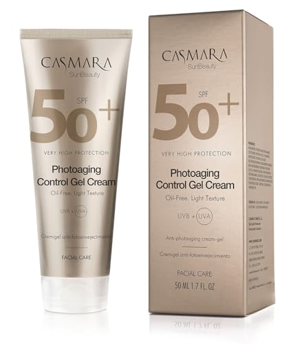 CASMARA - Photo-Aging Control Crema Gel SPF 50, Protector Solar Facial 50 Antiedad Reafirmante, Crema UV Color Melocotón Oil-Free, Protección UVA UVB IR, Acabado Suave para Todo Tipo de Piel
