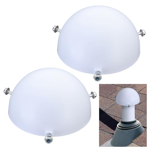 Kittmip 2 Pcs 3 in. or 4 in. Mushroom Vent Cap PVC Roof Vent Cap for Keep Out Leaves Debris Flying Insects Animals Fits 3 or 4 Pipe Bolts onto Pipe(White)