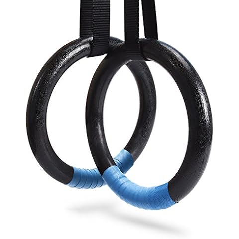 PACEARTH Gymnastic Rings Black/Grey/Orange/Green/Red 1100lbs Capacity with 14.76ft Adjustable Buckle Straps Pull Up Exercise Rings Non-Slip Rings for Home Gym Full Body Workout (Black) Cover