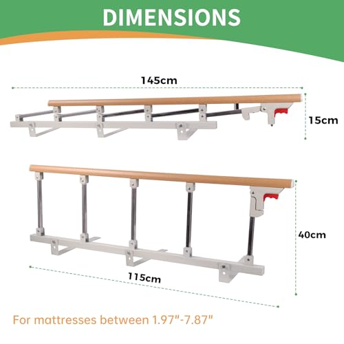 GRLEAYIE Bed Rails for Elderly Adults Safety, Folding Medical Bed Safety Assist Rail Handle, Collapsible Bed Side Grab Rail, for Preventing Falling Out of Bed, for Geriatric Handicap - Thumbnail 7