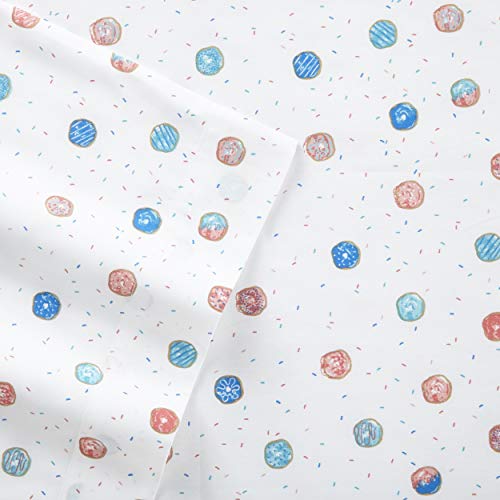 Image of Poppy & Fritz - Full Size Sheet Set, 100% Long-Staple Percale Cotton Bedding, Crisp & Cool, Deep Pockets, Bed Sheets with Matching Fitted Sheet & Pillowcase (Polka Donuts Blue)