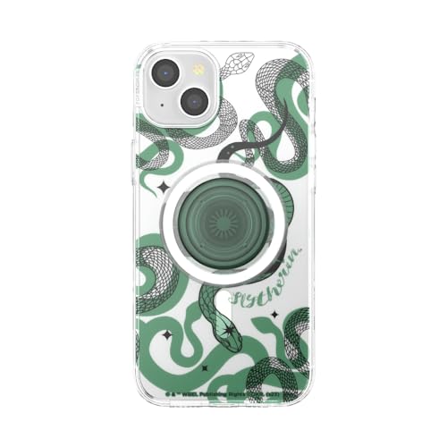 Image of PopSockets iPhone 15 Plus Case with Round Phone Grip Compatible with MagSafe, Phone Case for iPhone 15 Plus, Wireless Charging Compatible, Harry Potter - Slytherin