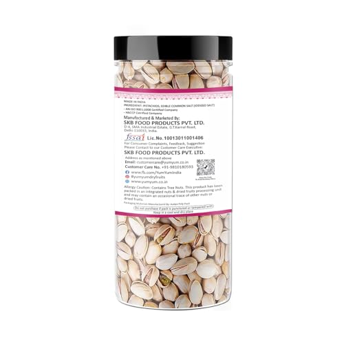 Image of YUM YUM Pistachios Roasted & Salted, Pista, 250g Jar, Rich In Protein, Phosphorus, & Dietary Fibre, Premium Nuts & Dry Fruits, Crunchy & Delicious Healthy Snack