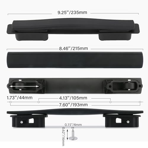 Image of Luggage Spare Strap Grip Suitcase Handle Replacement 9.25 inch w /Screws B113 Black,Two Inner Hole Distance:105mm /4.13 inch, Two Outer Hole Distance:193mm /7.60 inch