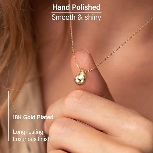 Dochais Kette Gold Silber Damen, 14K Gold/Weißgold Vergoldete Halskette Tropfen Anhänger Waterdrop Necklace Frauen Mädchen Schmuck Geschenk Weihnachten, 40-45cm Kette