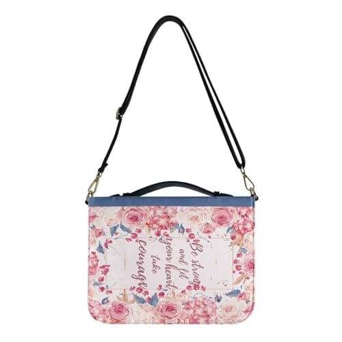 Womens Bible Covers with Shoulder Straps PU Leather Bible Book Bag Water Resistent Bible Protection Sleeve