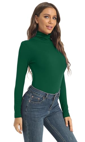 Image of Women's Casual Long Sleeve Turtleneck Tops Slim Fitted Lightweight Base Layer Shirts