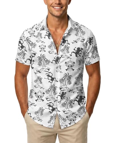 99TIMORO On Piece Character Hawaiian Shirt for Men Short Sleeve Top