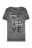 Label Print vorne SOCCX Damen T-Shirt mit Ausbrenner-Effekten