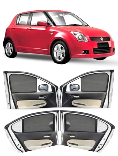 Image of Autofact Car Sunshades for Maruti Swift (2005 to 2010), UV Protection, Useful Car Accessories, Custom fit Sun Shades for Side Windows, Set of 4