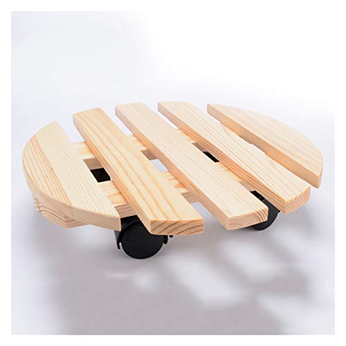 MESURE Dessous De Pot De Fleur Rond en Bois Massif À roulettes, Chariot De Charrette À Rouleaux avec roulettes pour Une Utilisation Intérieure Et Extérieure, Rack De Porte-Pot De Fleurs Robustes